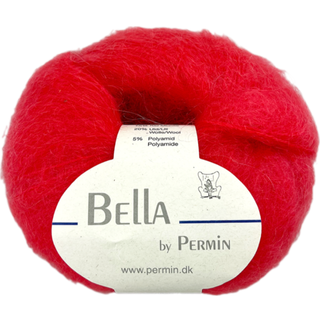 Permin Bella 62 Mørk koral Indhold: 75% kid mohair, 20% uld, 5% polyamid Vægt/længde: 50 g = ca. 145 meter Anbefalede pinde: 6.00 mm Strikkefasthed: 10 x 10 cm = 14 m x 22 p Vask: Håndvask, max 30ºC.