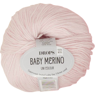 DROPS BABY Merino 44 Pudder (Uni Colour) Indhold: 100% extra fine Merino uld Garngruppe: A (23 - 26 masker) / 5 ply / sport Vægt/længde: 50 gram = ca. 175 meter Anbefalede pinde: 3 mm Strikkefasthed: 10 x 10 cm = 24 m x 32 p Maskinvask, Finvask 40ºC / Brug aldrig skyllemiddel / Tørres fladt.