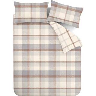 Catherine Lansfield Catherine Lansfield Natural Brushed 100% Cotton Check Reversible Duvet Cover Set