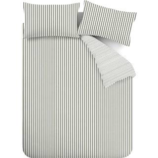 Catherine Lansfield Catherine Lansfield Green Brushed 100% Cotton Stripe Duvet Cover Set