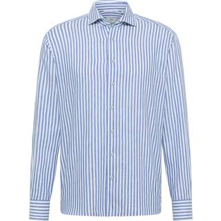 COMFORT FIT Linen Shirt in dark blue striped