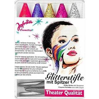Glitzer Schminkstifte 5 Farben mit Spitzer