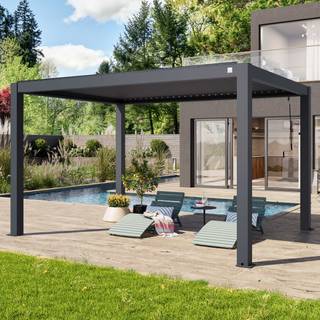 3x4m Pergola, lameltag, antracitgrå - (400126)