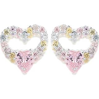 Silver Cubic Zirconia Heart Stud Earrings - 8mm - F04052