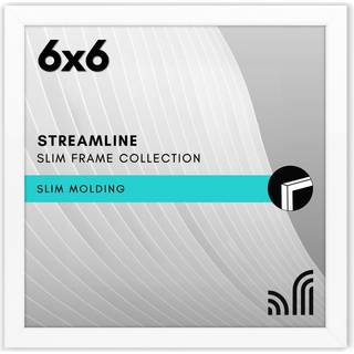 AmericanFlat 6X6 Picture Frame med knust -resistent glas - Streamline Collection - tynd grænsefotosamme til væg og bordplade - hængende hardware