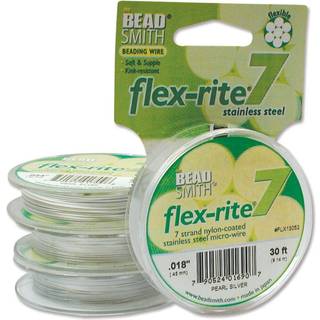 Beadsmith Flex-Rite 7 Strand Nylon Coated Rustfrit-stål Beading Wire Jewelry Making Supply (.018 Dia Pearl Silver-30 Ft)