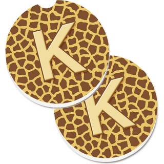 """" Caroline's Treasures Monogram Initial K Giraffe Sæt med 2 Cup Holder Car Coasters CJ1025-KCARC 2.56 Multicolor """"