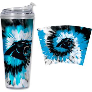 Rico Industries NFL Carolina Panthers Metallic Tye Dye 24 oz Akryl tumbler med h?ngslet l?g