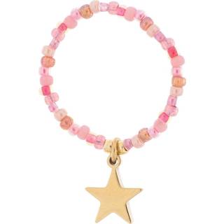 DARK Glass Bead Ring 2 mm With Charm Rose Mix With Star Charm