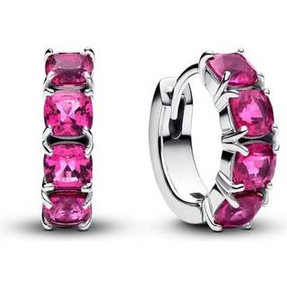 Pandora Silver Pink Crystal Hoop Earrings