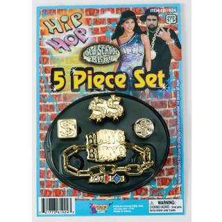 Hip Hop Big Daddy 5 Stykke kostume smykkesæt