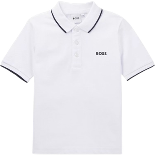 BOSS BOSS White 100% Cotton Short Sleeved Logo Polo Shirt