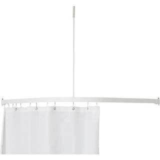 Alu Vinkelstang 90x90cm komplet med loftstøtte og gardinringe. Hvid