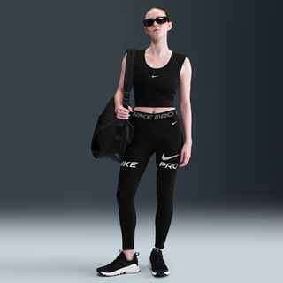 Nike Pro-7/8-leggings med meshpanel, grafik og en mellemhøj talje til kvinder - sort - XS (EU 32-34)