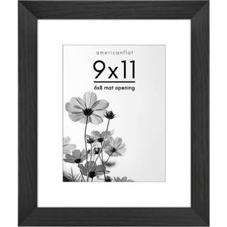 AmericanFlat 9x11 Billedramme med knust -resistent glas - Brug som 6x8 ramme med Mat eller 9x11 ramme uden Mat - Hudson Collection - Bred fotoram