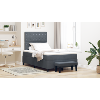 Box Spring Seng Med Madras Mørkegrå 120 X 200 Cm Fløjl