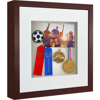 AmericanFlat 12x12 Shadow Box Frame med knust -resistent glas - Brug som 10x10 ramme med Mat eller 12x12 ramme uden mat - silhuetopsamling - maho