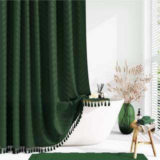 Dynamene ekstra lange bruseforhæng 84 tommer lang boho tufted chevron stribede stof badeværelse bruser gardiner høje minimalistiske smarte vandtæ