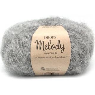 DROPS Melody 04 Grå (Uni Colour) Indhold: 71% Alpaca, 25% Uld, 4% Polyamid Garngruppe: D (12 - 15 masker) / 12 ply / chunky Vægt/længde: 50 g = ca. 140 meter Anbefalede pinde: 8 mm Strikkefasthed: 10 x 10 cm = 12 m x 14 p Håndvask, max 30°C / Tørres fladt / Kan filtes.
