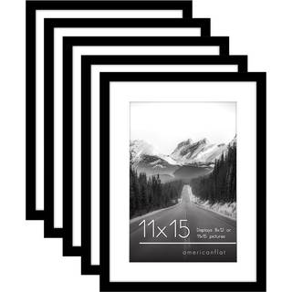 AMERICANFLAT 11X15 Billedramme med poleret plexiglass - S?t med 5 - Brug som 8x12 ramme med Mat eller 11x15 ramme uden Mat - Galleria Collection