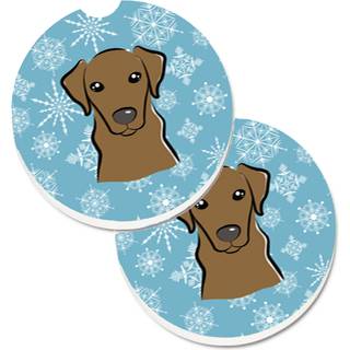 """" Caroline's Treasures Snowflake Chocolate Labrador Set med 2 Cup Holder Car Coasters BB1668Carc 2.56 Multicolor """"