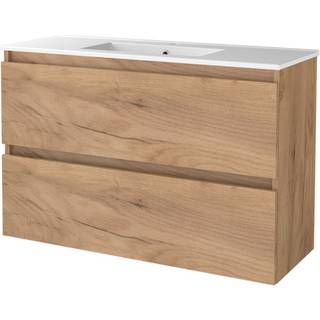 Sanibell Basicline møbelsæt med håndvask. 100x39cm kompakt, whiskey eg