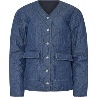 Lts Tall Dark Blue Denim Quilted Jacket Size 10