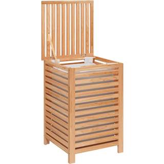 Vasketøjskurv 45X45X65 Cm Massivt Valnøddetræ