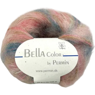 Permin Bella Color 60 Rosa/petroleum Indhold: 75% kid mohair, 20% uld, 5% polyamid Vægt/længde: 50 g = ca. 145 meter Anbefalede pinde: 6.00 mm Strikkefasthed: 10 x 10 cm = 14 m x 22 p Vask: Håndvask, max 30ºC.