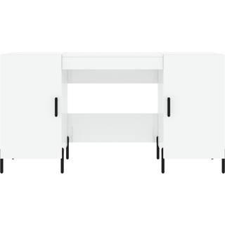 Skrivebord 140X50X75 Cm Konstrueret Træ - Hvid højglans