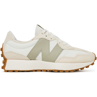 New Balance Kvinder 327 i Brungrå/Hvid/Grøn Suede/Mesh, Størrelse 40.5