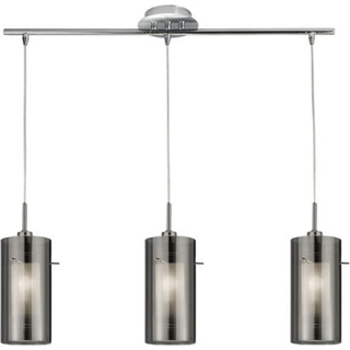 Duo 2 hængelampe, røgglas, krom, lang, 3 lyskilder