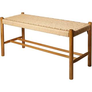 Bænk flet egetræ 90x35x45 cm