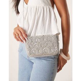 Accessorize Accessorize Silver Embellished Fold Over Clutch Bag