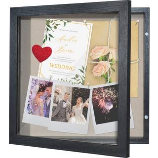 AmericanFlat Front Opening 11x11 Square Shadow Box Frame With Door in Black Engineered Wood - Shadow Box Display Case med knust resistent glas og