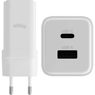 Allity GaN-oplader 45W PD QC med USB-C og USB-A