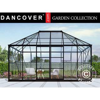 Orangeri, pavillon /Havepavillon glas 12m², 4,2x2,86x2,84m m/sokkel, Sort