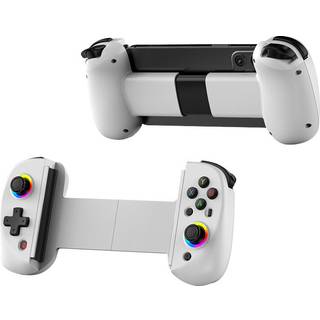 (Hvid) D8 teleskopisk mobiltelefon gamepad med turbo/6-akset gyro/vibrationsspilkontroller RGB lys