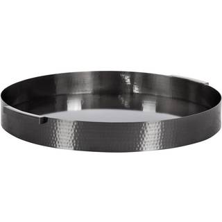 Kate og Laurel Samana Moderne glam rund metalbakke 17 tommer diameter gr? pistolpoleret dekorativ cirkel med hamret overflade til brug som osmann