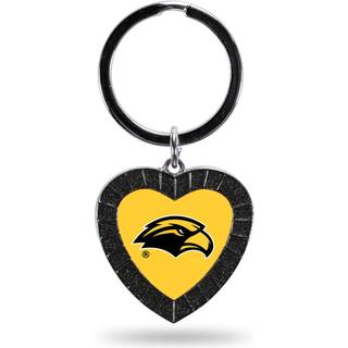 Rico Industries NCAA Southern Mississippi Golden Eagles NCAA Rhinestone Hjertefarvet Keychain Black 3-tommer i længden