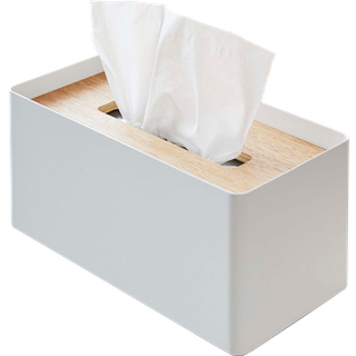 Yamazaki Hjem Rin Genanvendelig vævsboks Cover Metal Holder Container Case med naturligt trælåg - Stål