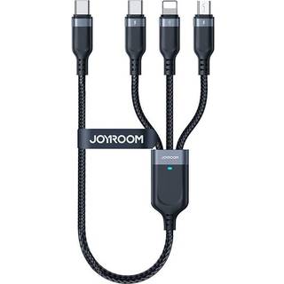 Joyroom 4-i-1 USB-A til 2xUSB-C/Lightning/Micro USB-kabel 3,5A, 1,2m - Sort