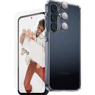 Samsung Galaxy A56 (5G) - CARE by PanzerGlass 3-i-1 FLAGSHIP Bundle - Cover / Skærmbeskyttelse (UWF) / Kamerabeskyttelse - Gennemsigtig