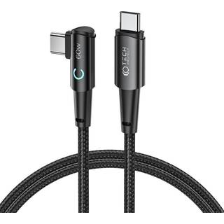 Tech-Protect Ultraboost Vinklet USB-C til USB-C Kabel 60W/6A 1m - Sort