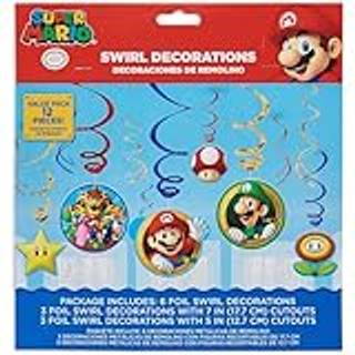 Swirl hngende dekorationer - 5"""" & 7"""" (pakke med 12) - Perfekt til temafester og begivenheder Super Mario Brothers