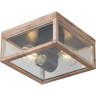 Industriel loftslampe træprint IP44 2-lys - Charlois