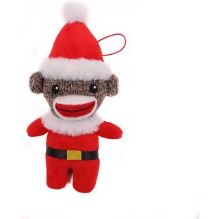 Plushland Christmas Fyld Animal Toys Cute Soft Sockiez Sock Monkey Christmas Tree Decoration- Dejlig gave Xmas Ornament Party Favor 4 tommer (San