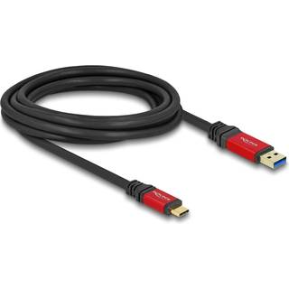 Delock USB-A til USB-C kabel 10 Gbps, 3m - Rød metal