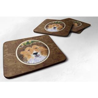 """" Caroline's Treasures SS8141FC Sheltie Foam Coasters (S?t p? 4) 3,5 """" ""H X 3,5"" """" W Multicolor """"