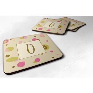 """" Caroline's Treasures CJ1004-UFC Monogram-Tan Dots Foam Coasters (Sæt med 4) indledende bogstav u 3.5 """" ""H x 3,5"" """" ""W multicolor"" ""